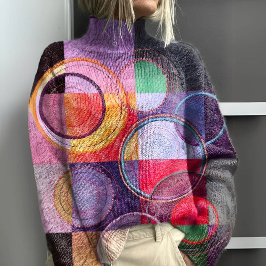 WW | Zweifarbiger Rollkragenpullover