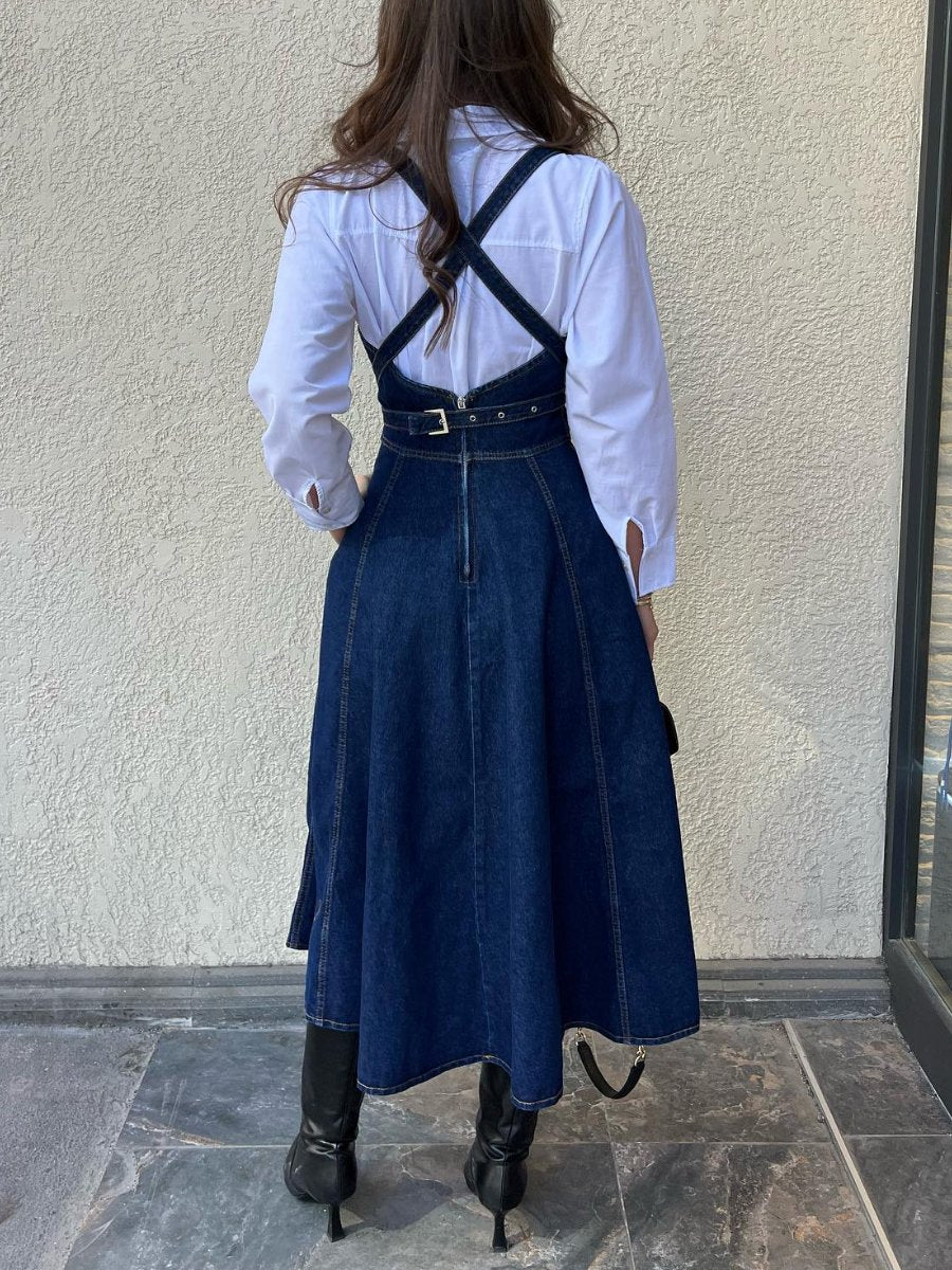 Elegantes Denim-Maxikleid mit Riemen