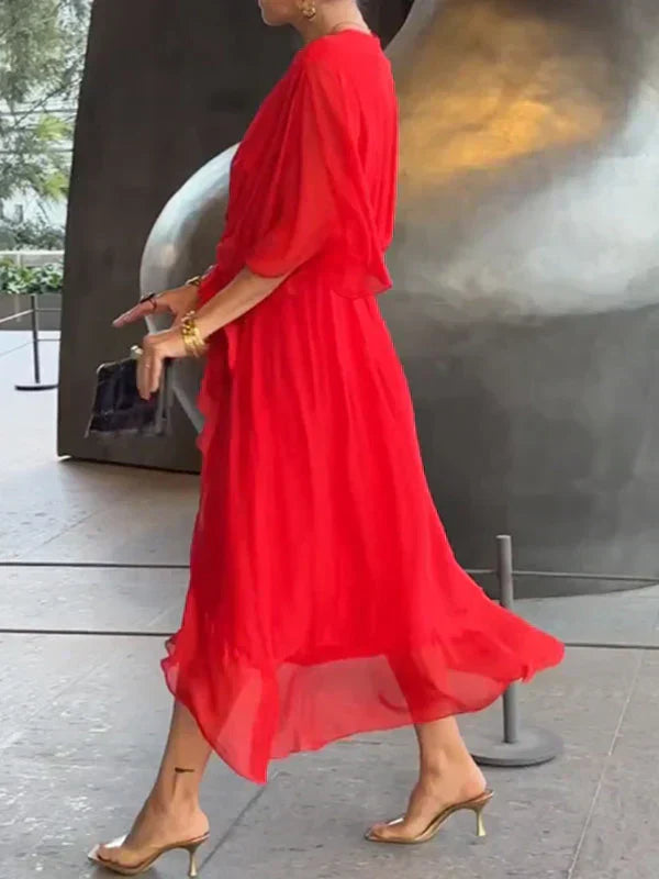 WW | Zartes Kleid Aus Chiffon Mit V-ausschnitt