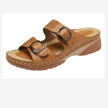Atmungsaktive Orthopädische Einstellbare Damen Ledersandalen