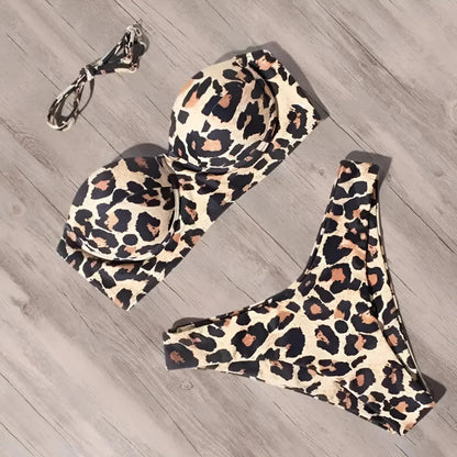 Zweiteiliges Bikini-Set mit Leopardenmuster
