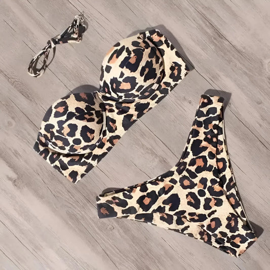 Zweiteiliges Bikini-Set mit Leopardenmuster