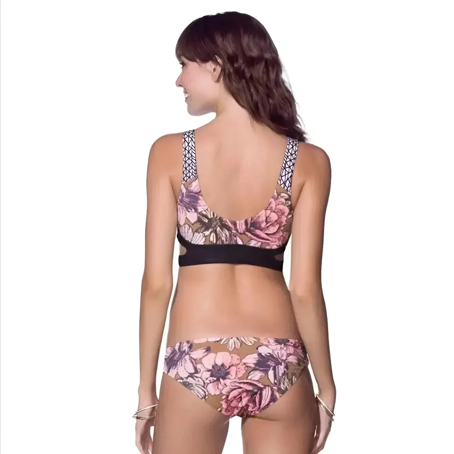 Zweiteiliger Badeanzug mit zartem Blumenmuster