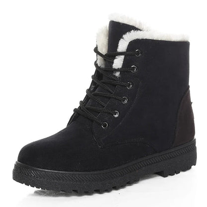 Merche - Schneestiefel - Schnürsenkel Rutschfestes Plüsch Fell Knöchel - Winter