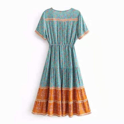 Boho-Druck Knopfleisten-Sommerkleid