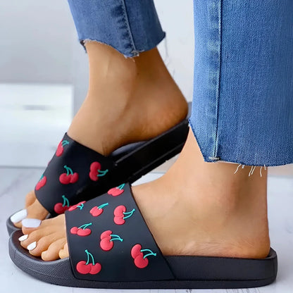 Damen Pantoletten mit Obstprint