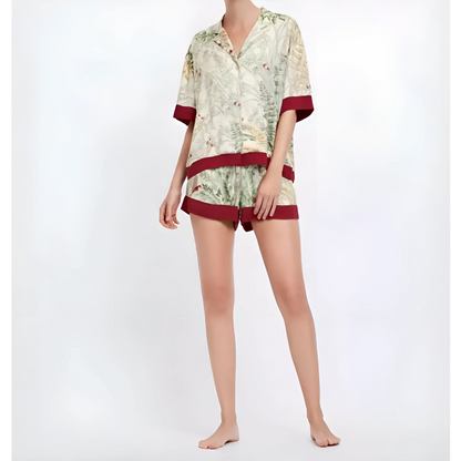 Damen Pyjamas mit Blattdruck