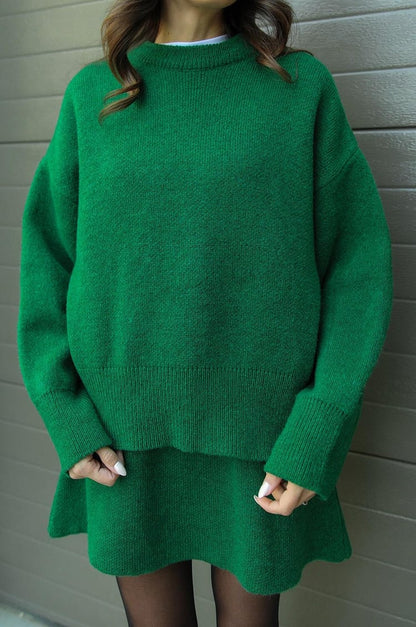 WW | Zweiteiliges Strick Satz Für Damen Mit Pullover Und Rock